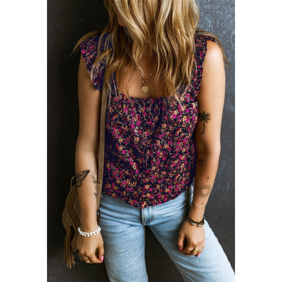 Printed Square Neck Tank Apparel and Accessories