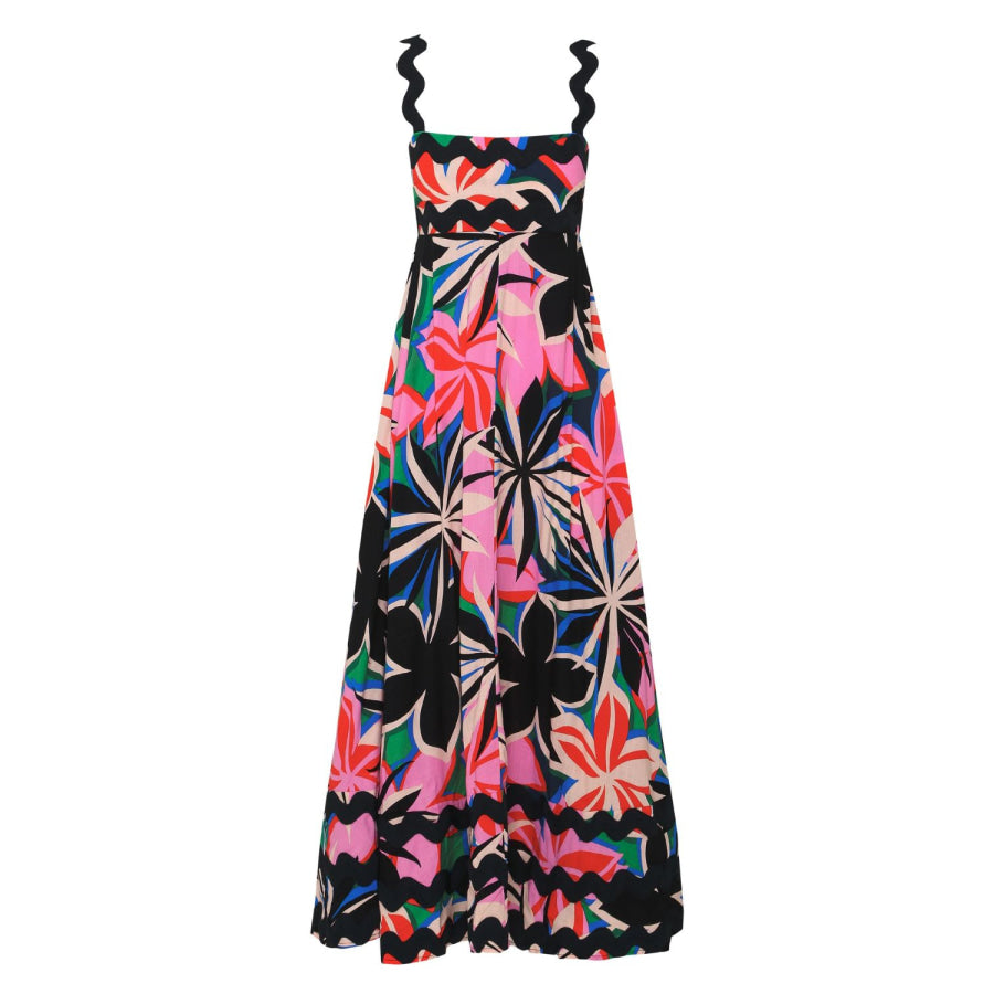 Printed Square Neck Wide Strap Dress Apparel and Accessories