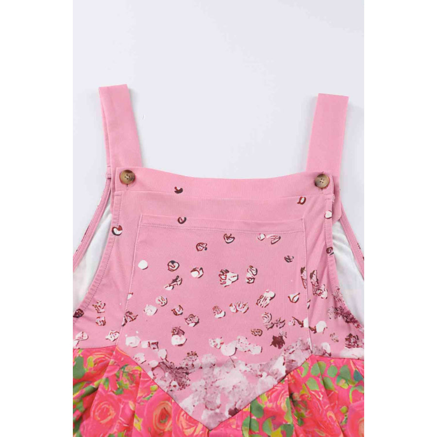 Printed Square Neck Wide Strap Jumpsuit Apparel and Accessories