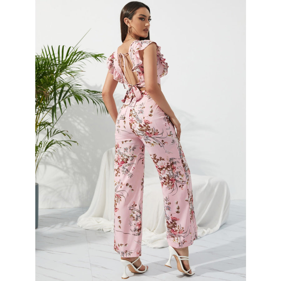 Printed Surplice Cap Sleeve Top and Pants Set Blush Pink / S Apparel Accessories