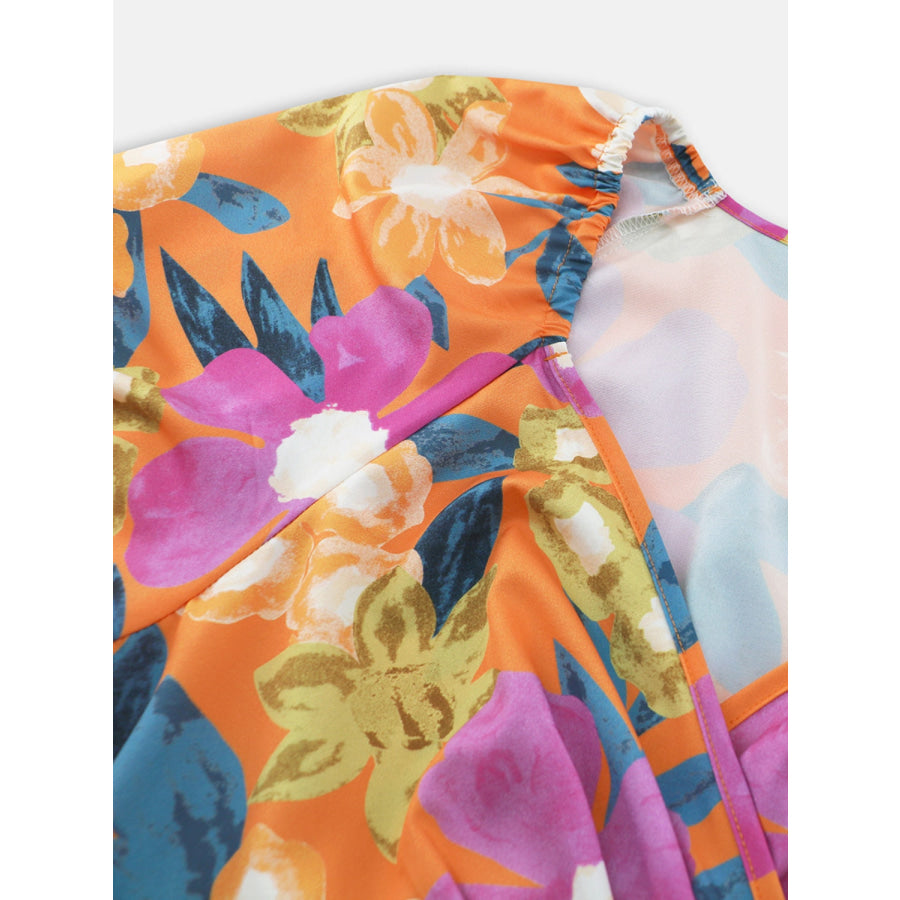 Printed Surplice Short Sleeve Dress Apparel and Accessories