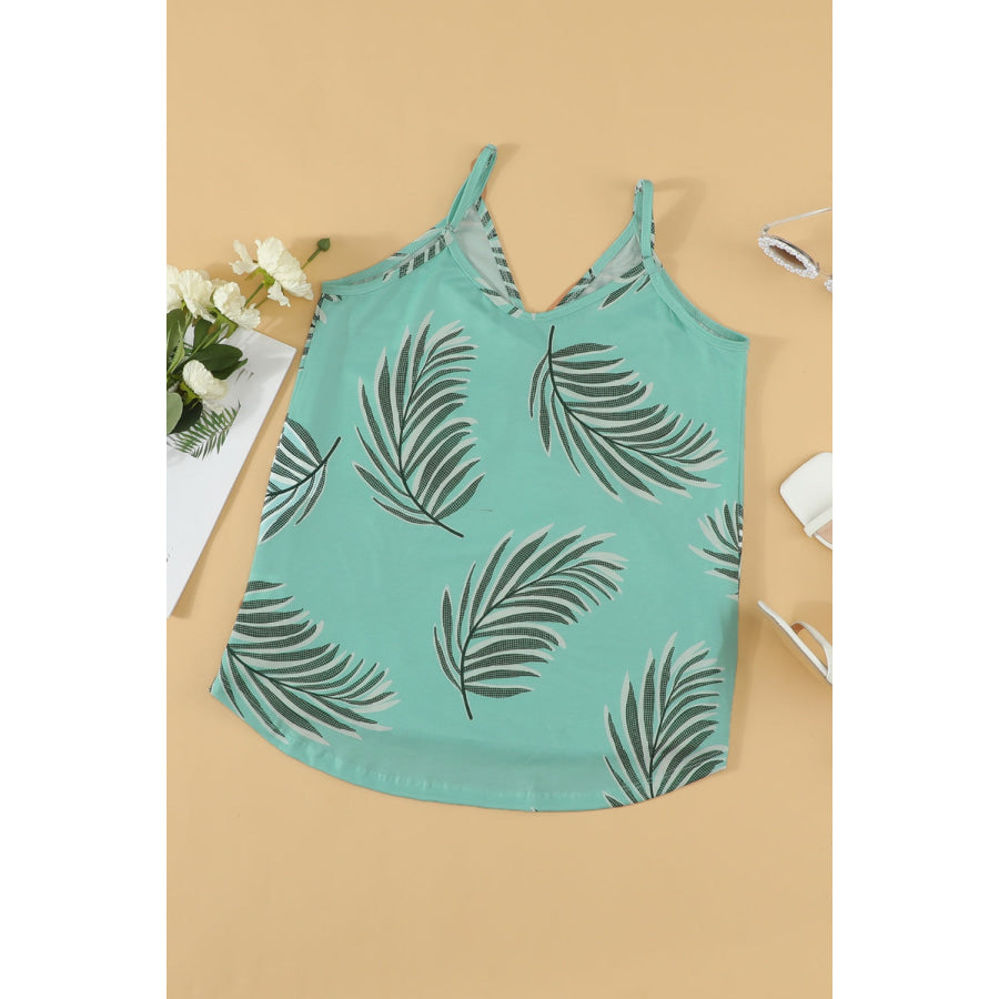 Printed Surplice Spaghetti Strap Cami Apparel and Accessories