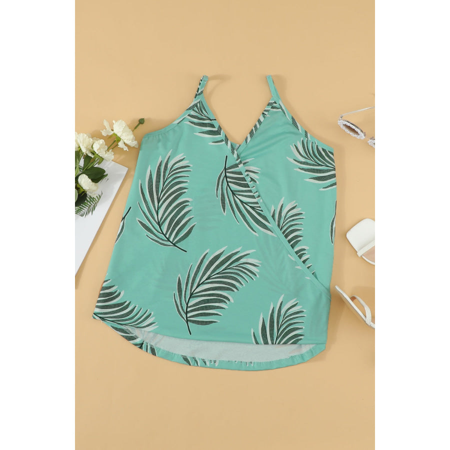 Printed Surplice Spaghetti Strap Cami Apparel and Accessories