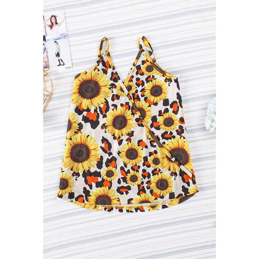 Printed Surplice Spaghetti Strap Cami Apparel and Accessories