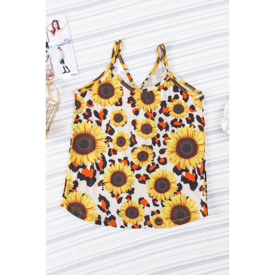 Printed Surplice Spaghetti Strap Cami Apparel and Accessories