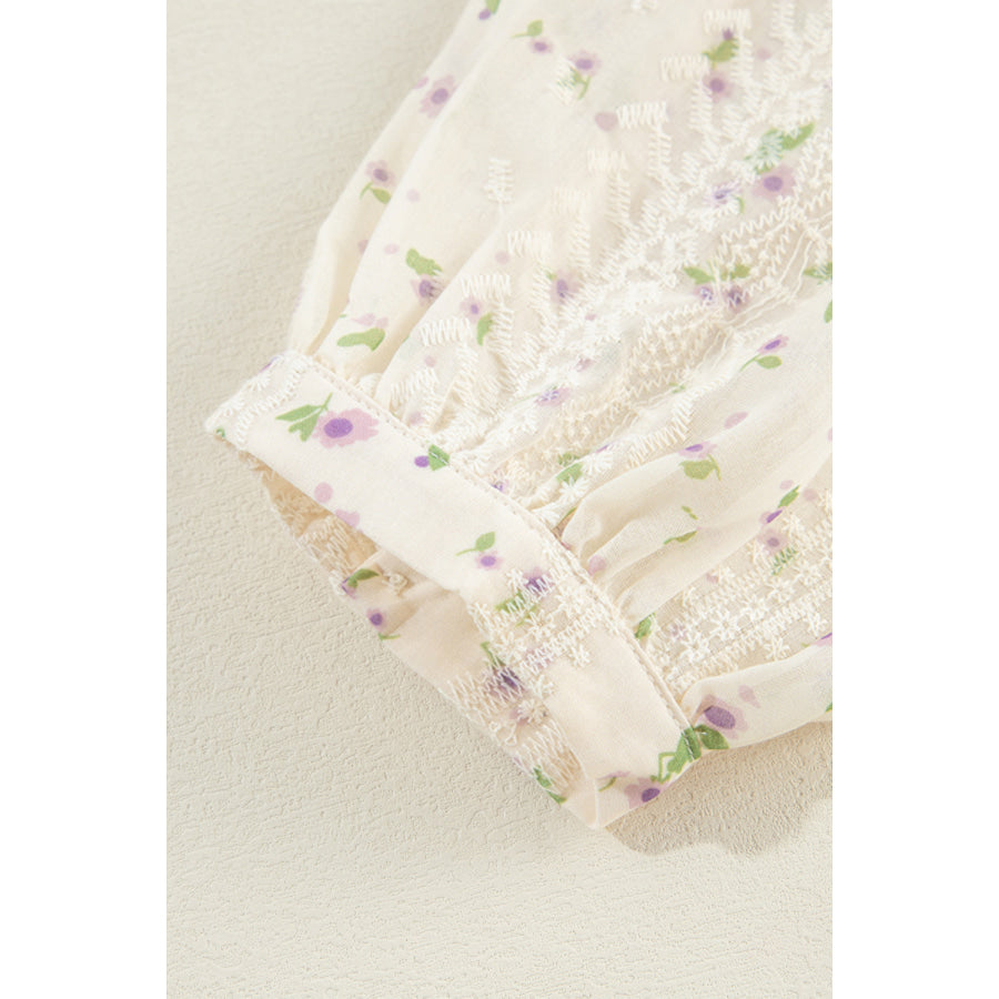 Printed Tie Neck Long Sleeve Shirt Apparel and Accessories