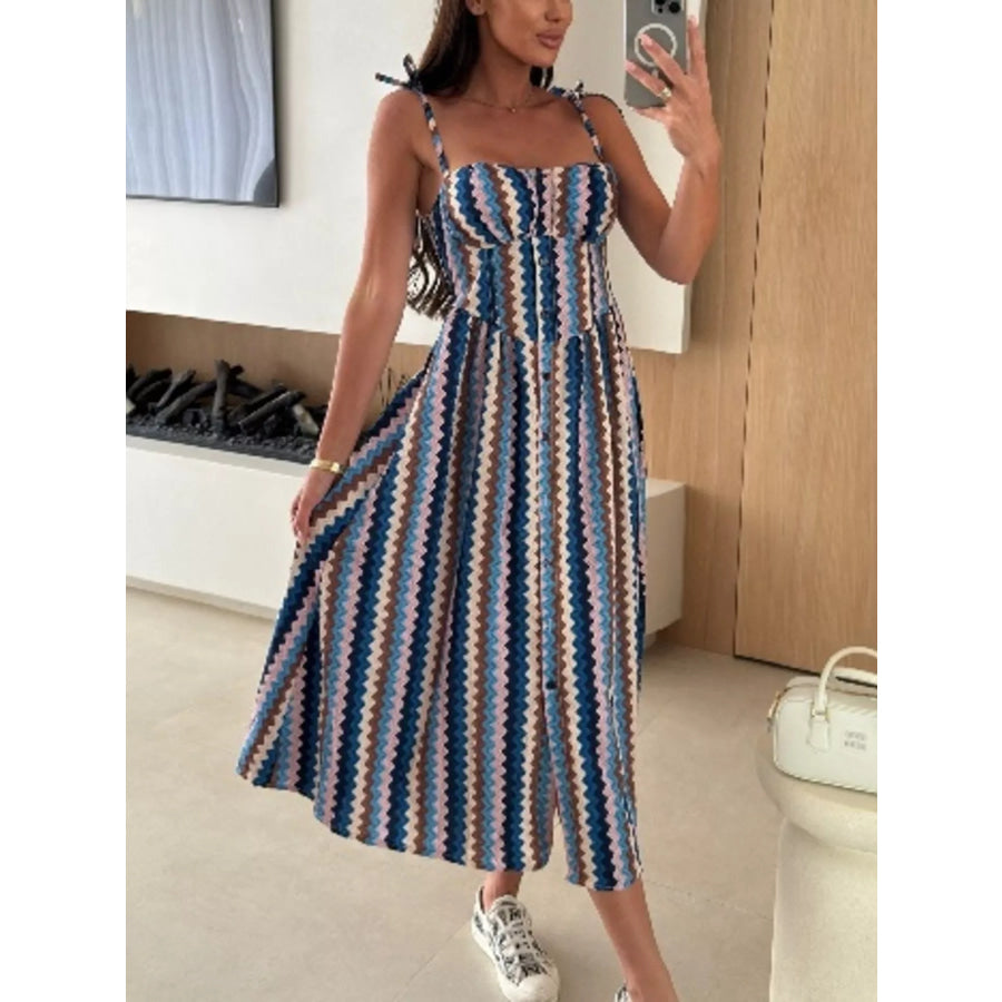 Printed Tie-Strap Midi Dress