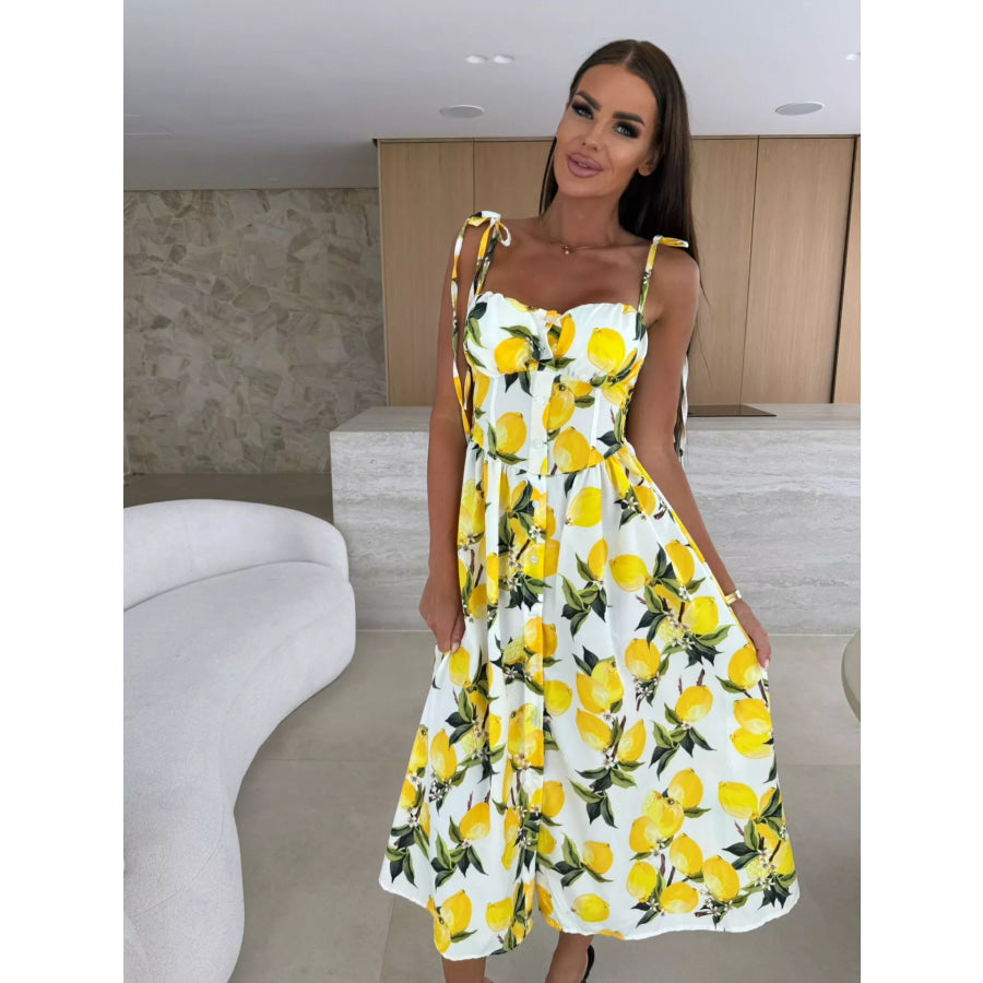 Printed Tie-Strap Midi Dress
