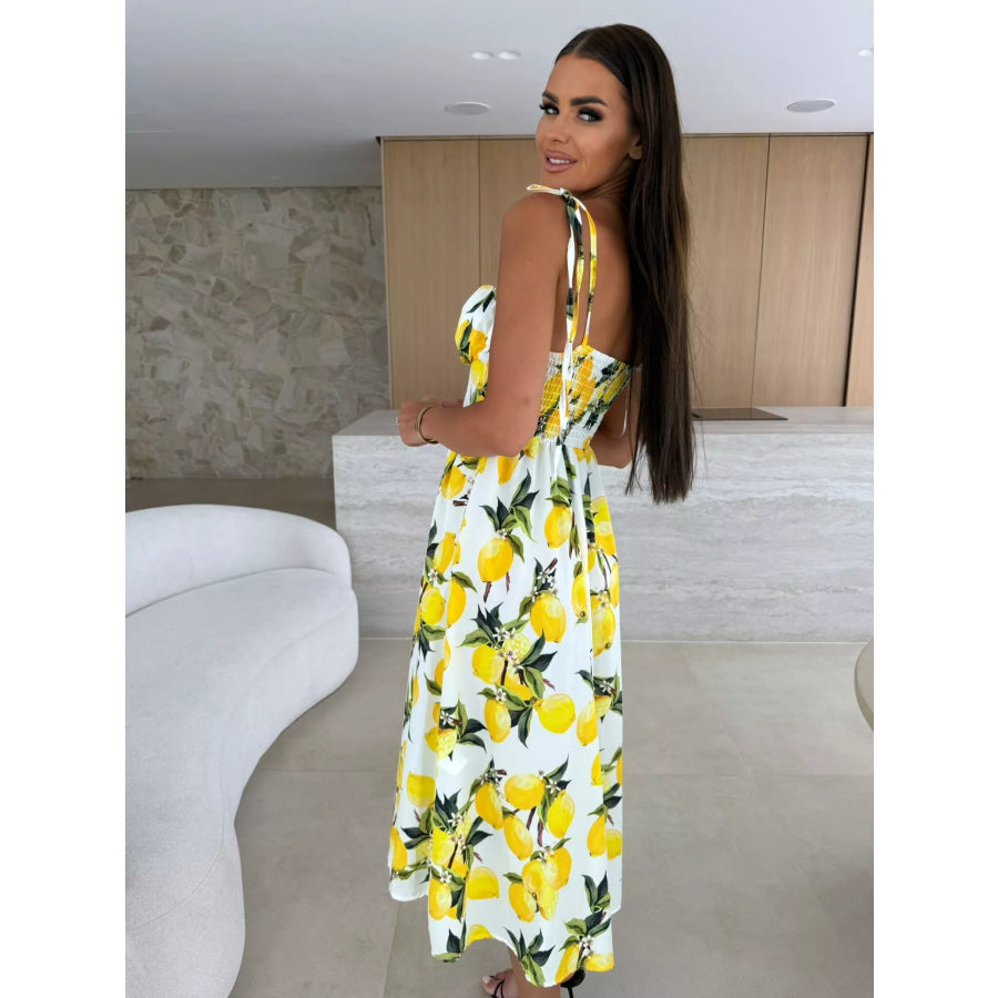 Printed Tie-Strap Midi Dress