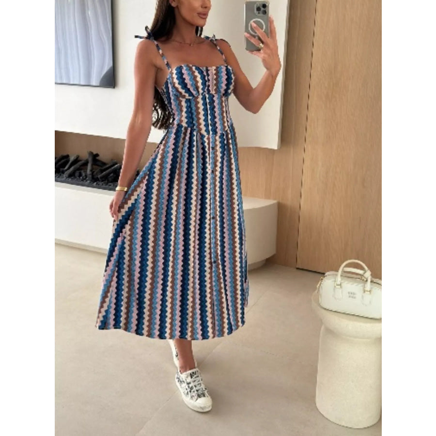 Printed Tie-Strap Midi Dress