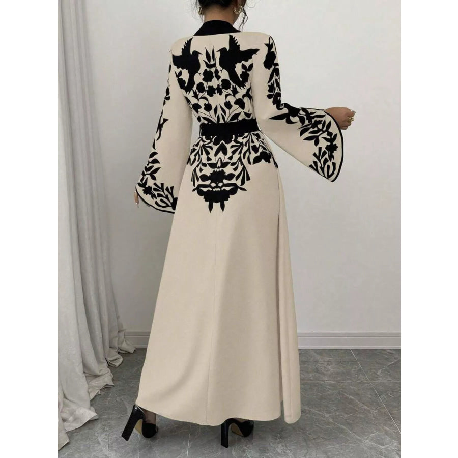 Printed Tie Waist Maxi Dress Apparel and Accessories