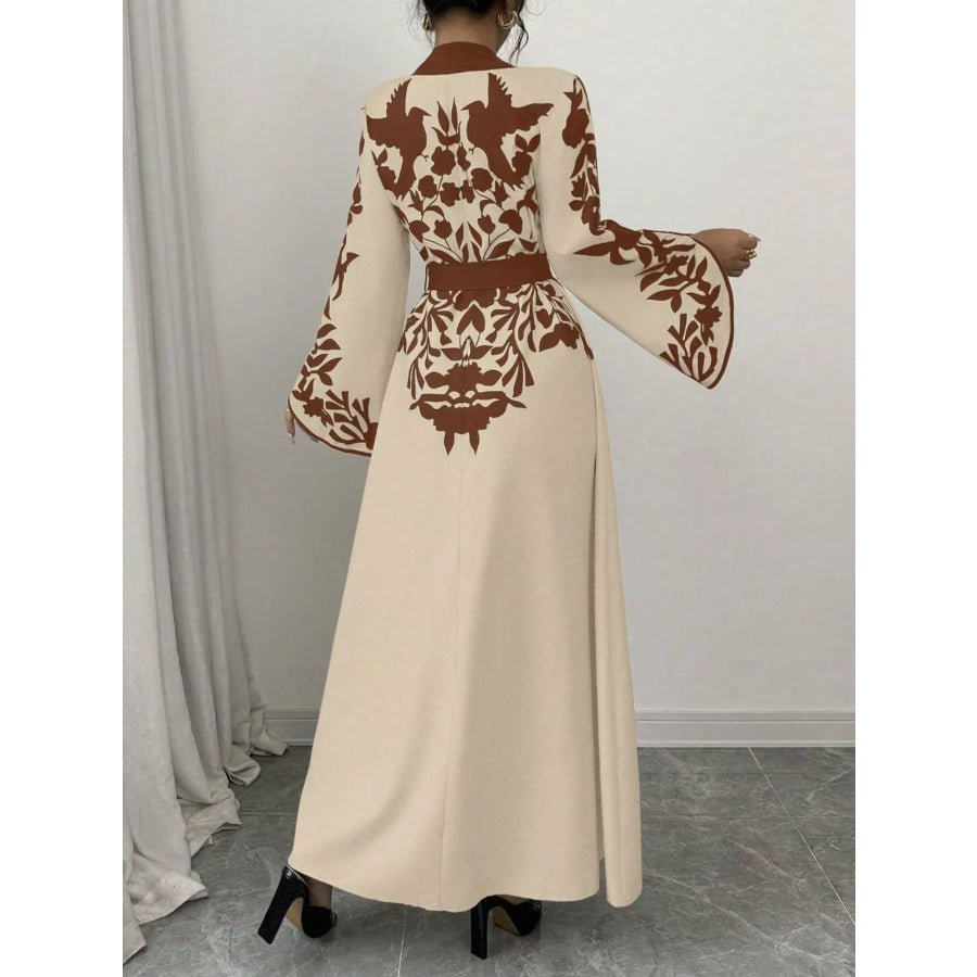 Printed Tie Waist Maxi Dress Apparel and Accessories