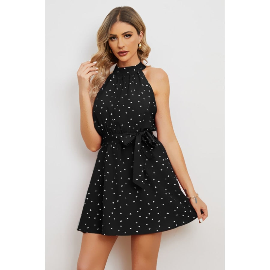 Printed Tie Waist Mini Dress