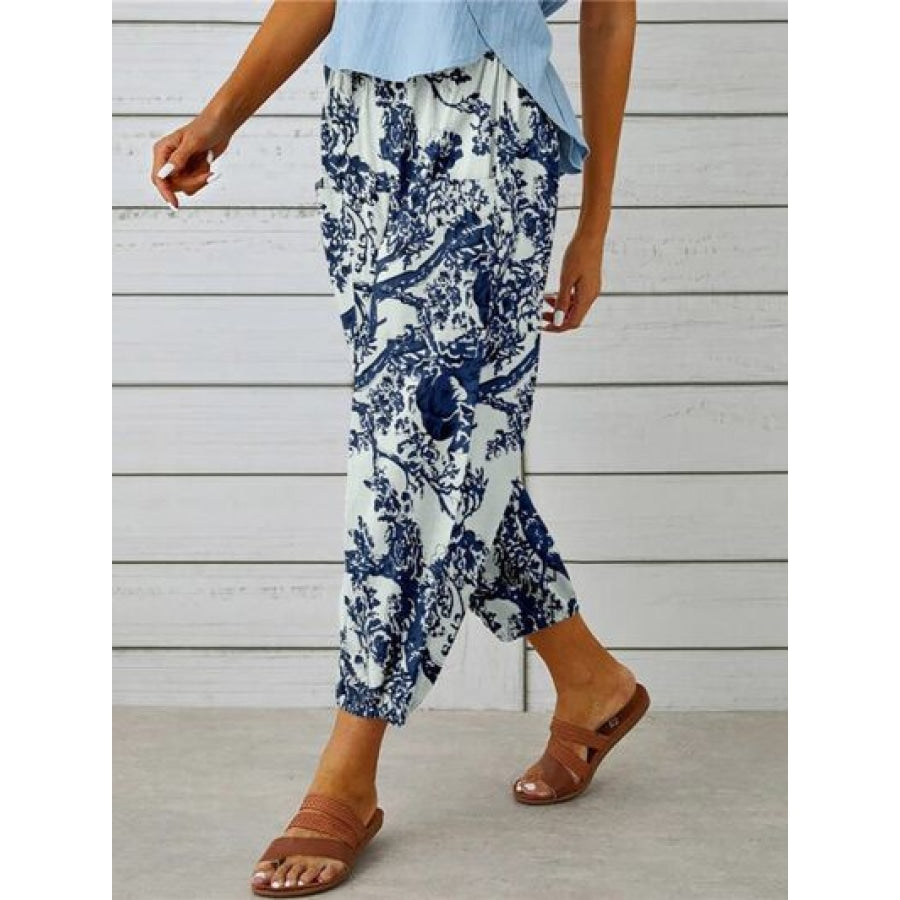 Printed Tied Cropped Pants Clothing