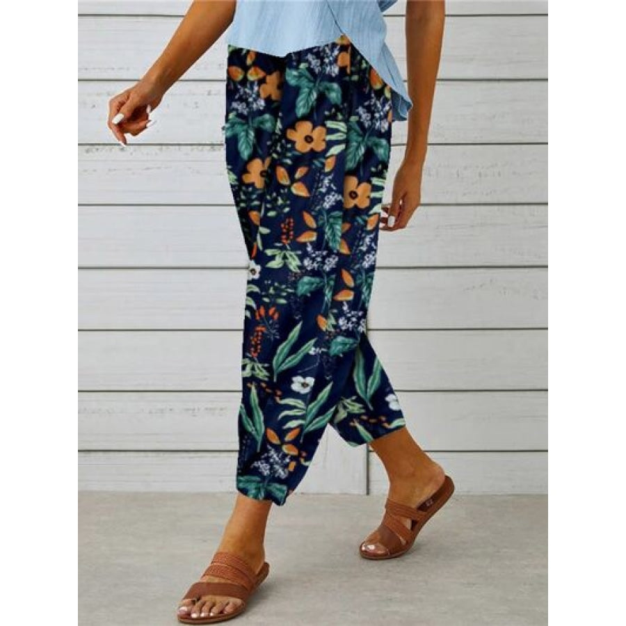 Printed Tied Cropped Pants Clothing