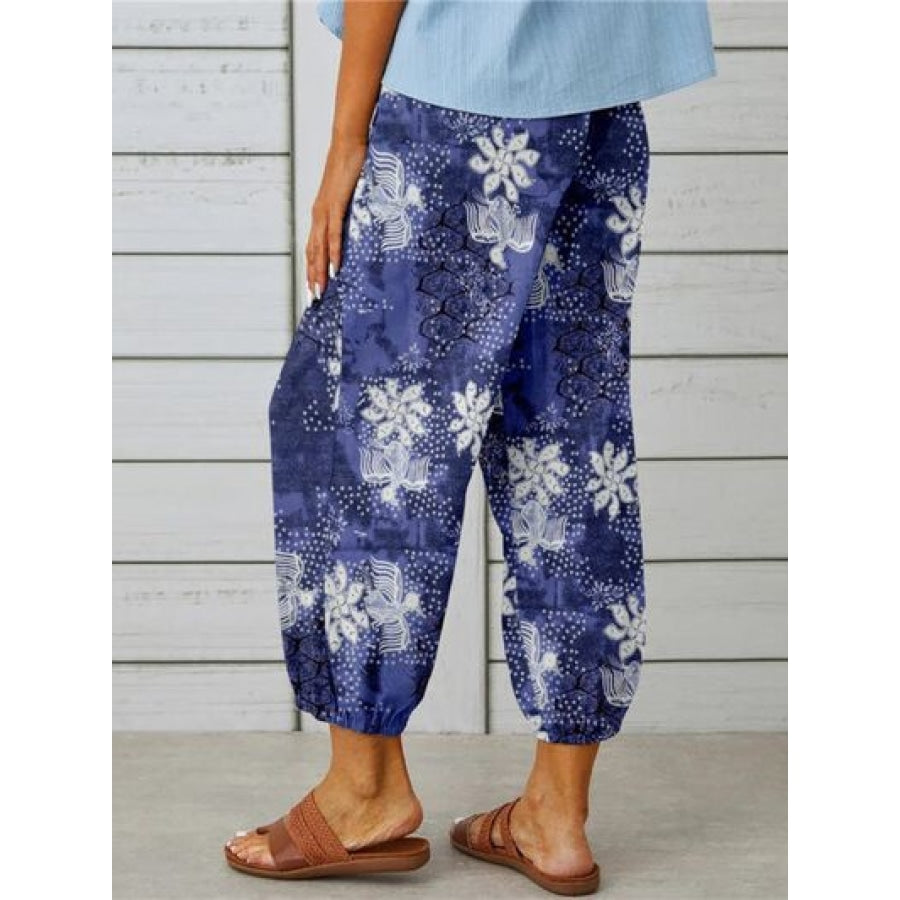 Printed Tied Cropped Pants Clothing