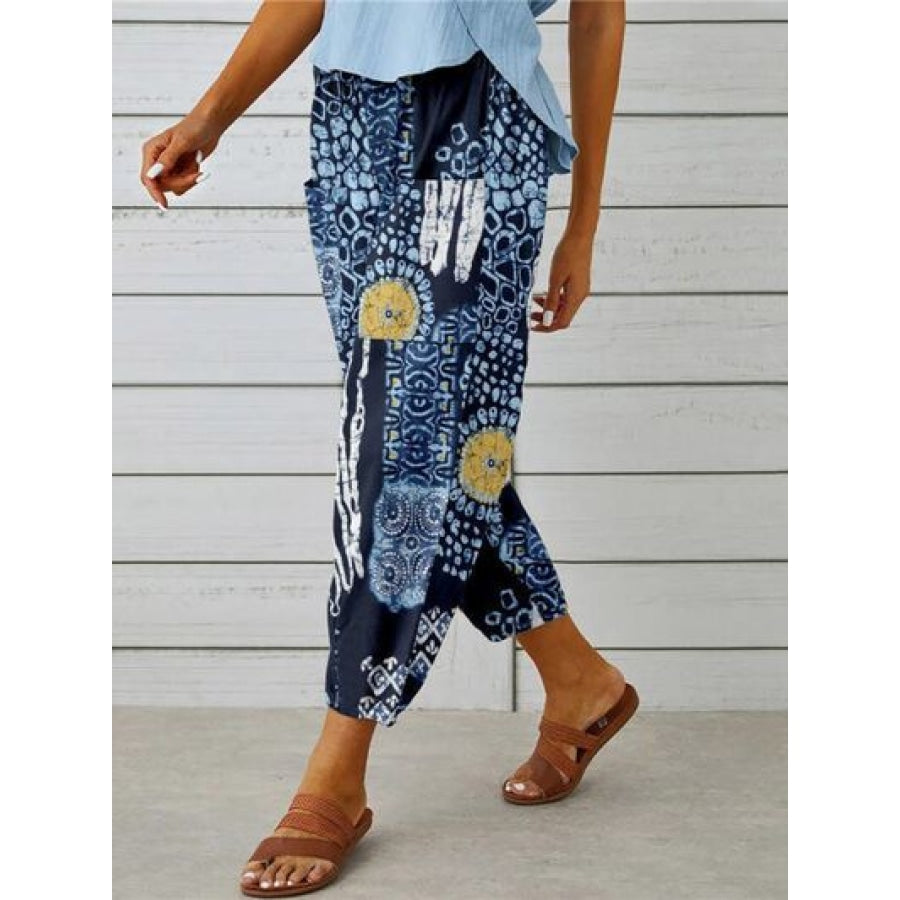 Printed Tied Cropped Pants Clothing