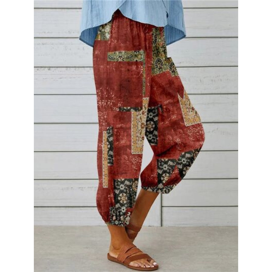 Printed Tied Cropped Pants Clothing