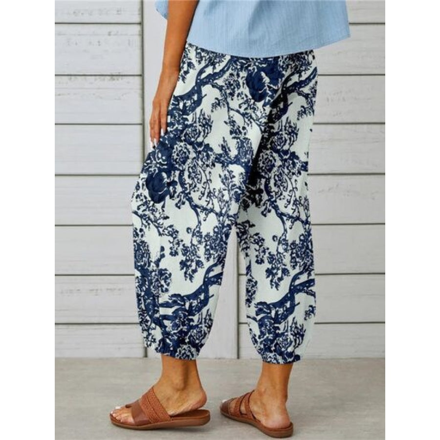 Printed Tied Cropped Pants Clothing