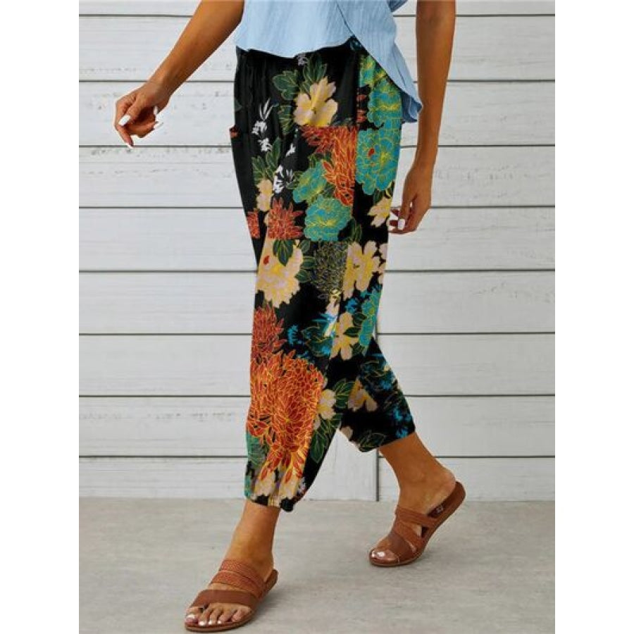 Printed Tied Cropped Pants Clothing