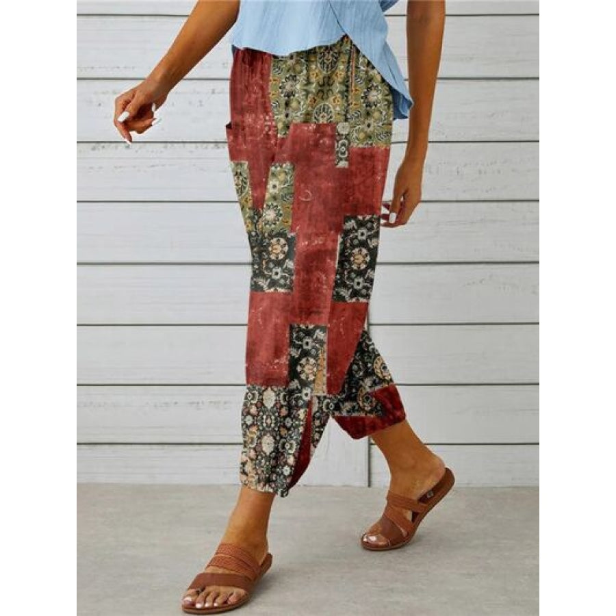 Printed Tied Cropped Pants Clothing