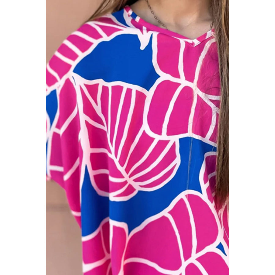 Printed V-Neck Blouse Apparel and Accessories