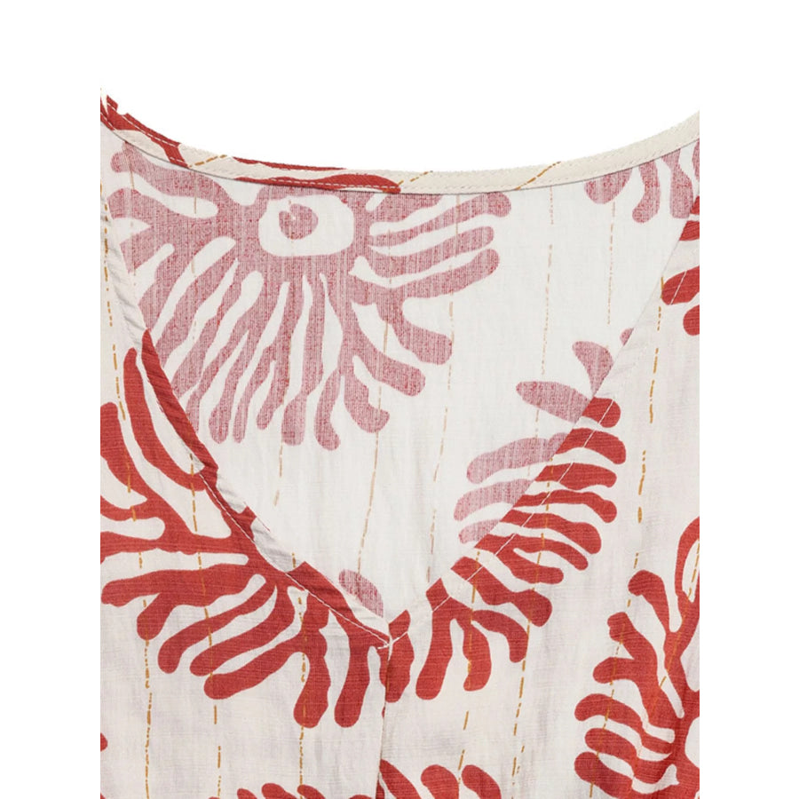 Printed V-Neck Cap Sleeve Dress Apparel and Accessories