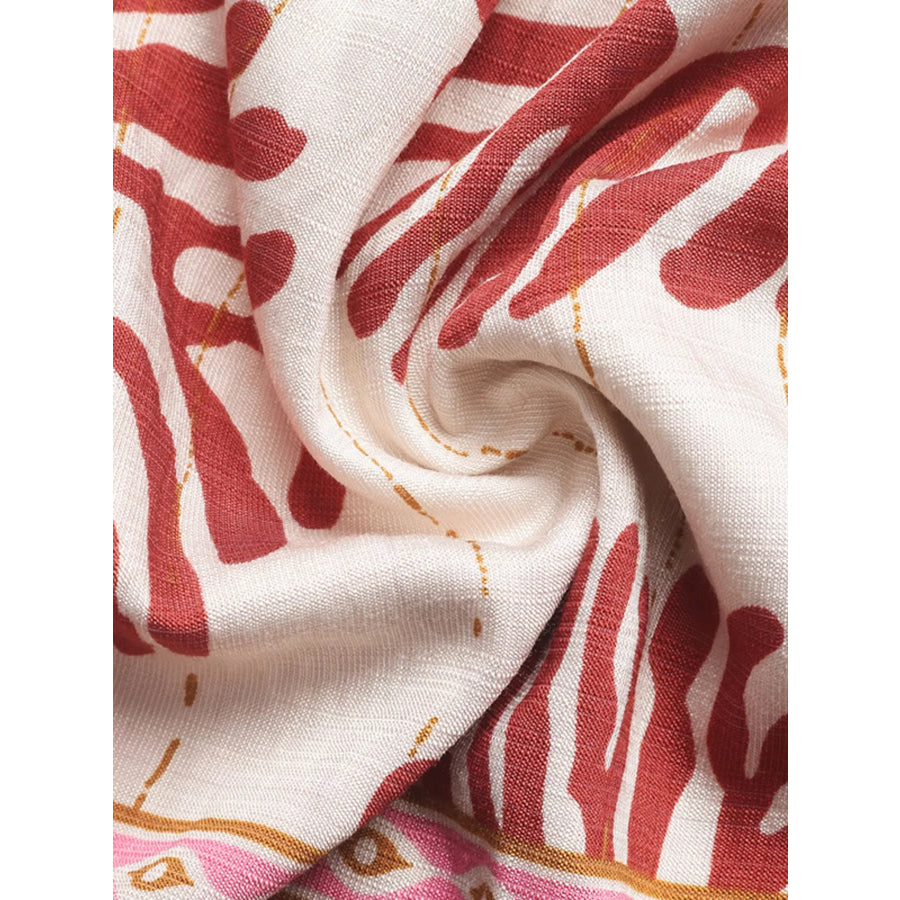 Printed V-Neck Cap Sleeve Dress Apparel and Accessories