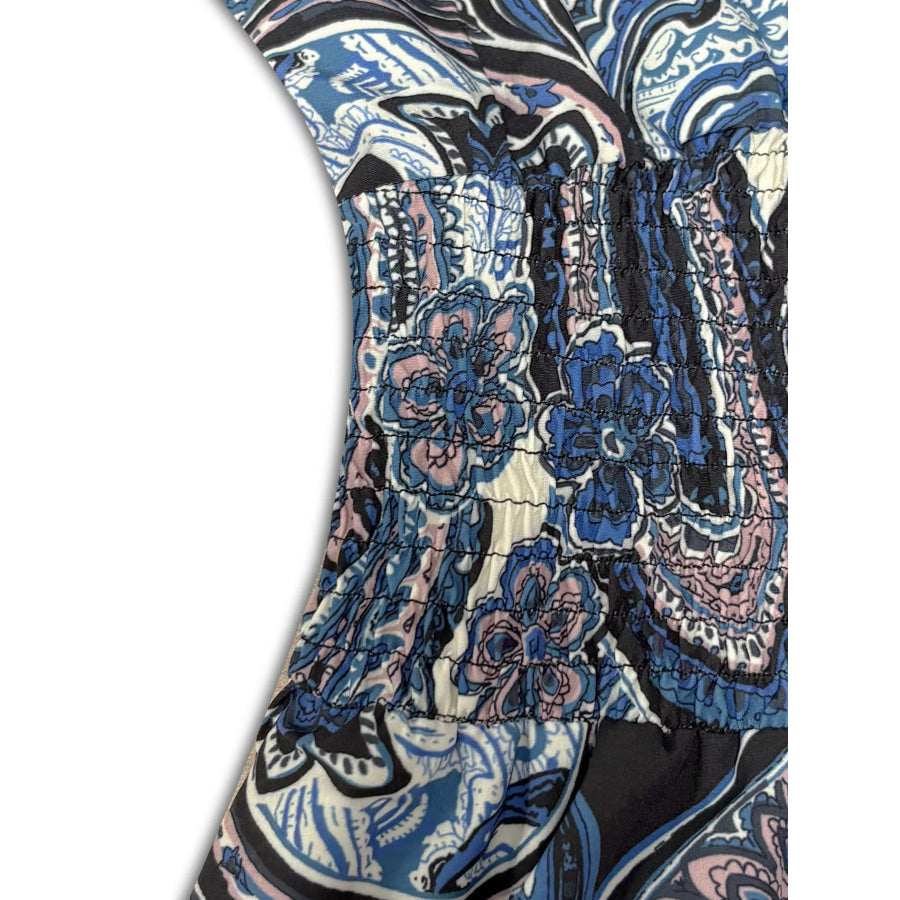 Printed V-Neck Cap Sleeve Maxi Dress Apparel and Accessories