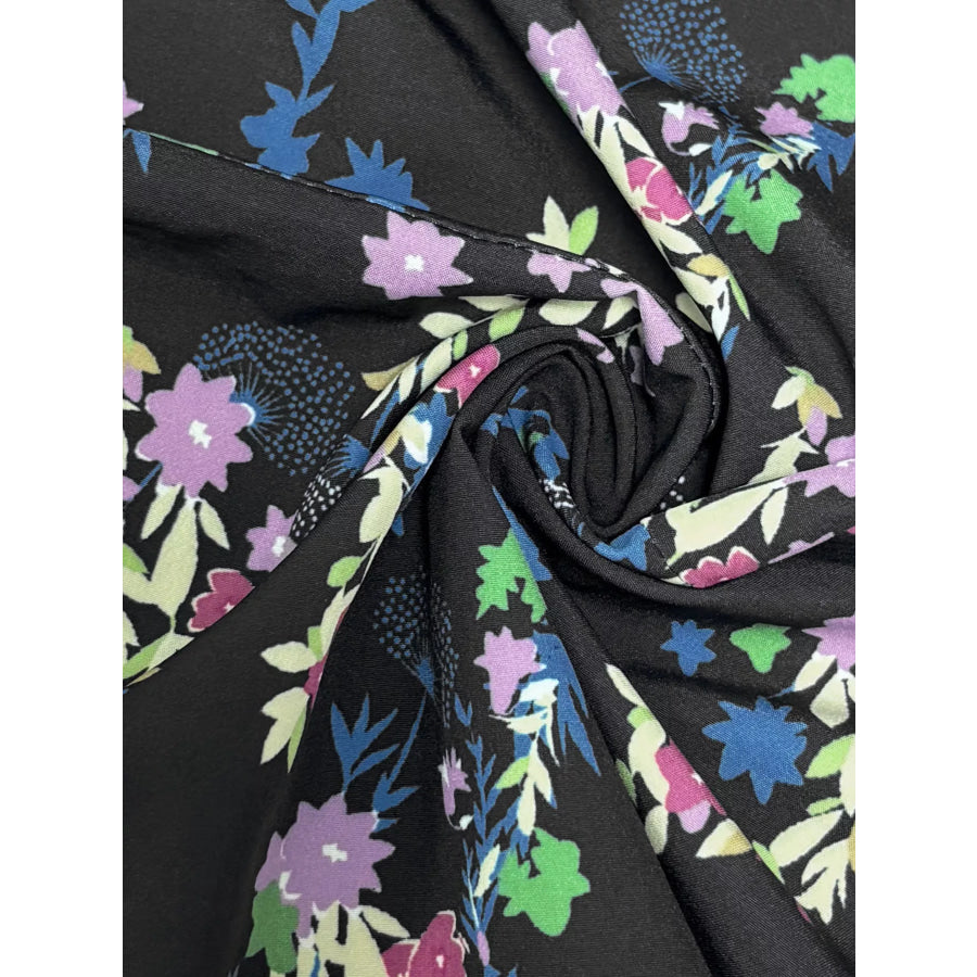 Printed V-Neck Cap Sleeve Maxi Dress Apparel and Accessories