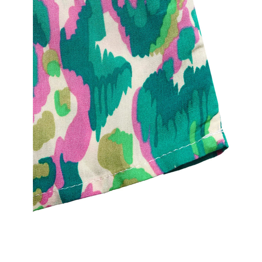 Printed V-Neck Flounce Sleeve Dress Apparel and Accessories
