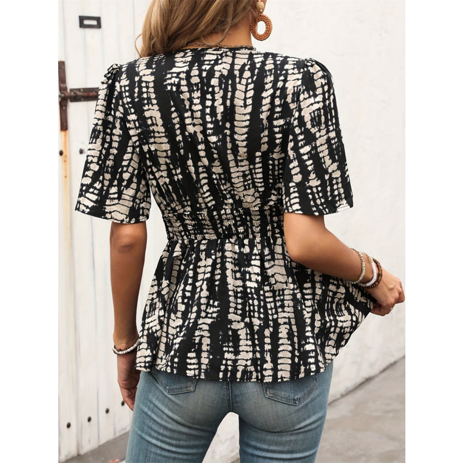 Printed V-Neck Half Sleeve Blouse Apparel and Accessories