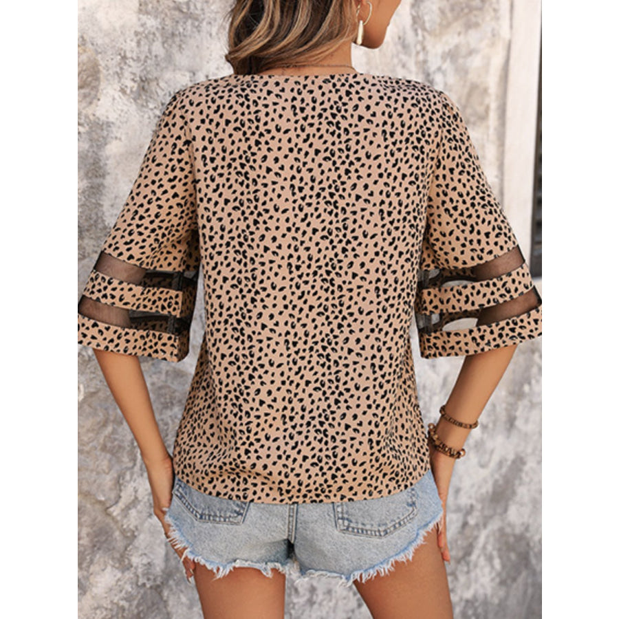 Printed V-Neck Half Sleeve Blouse Apparel and Accessories