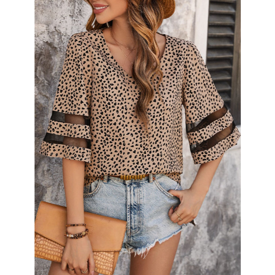 Printed V-Neck Half Sleeve Blouse Apparel and Accessories