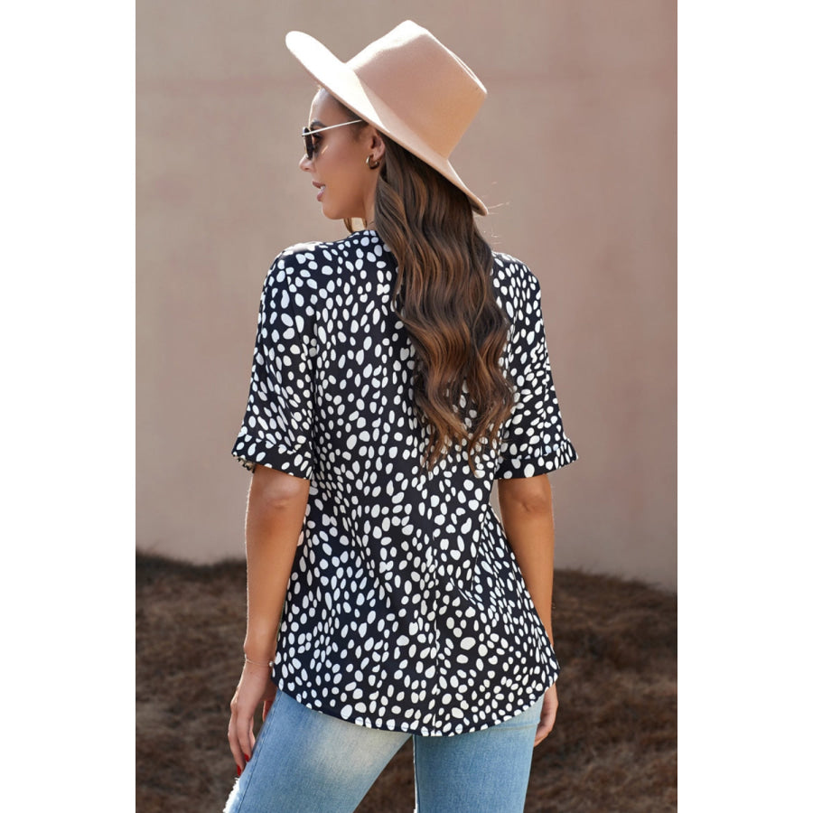 Printed V-Neck Half Sleeve Blouse Apparel and Accessories