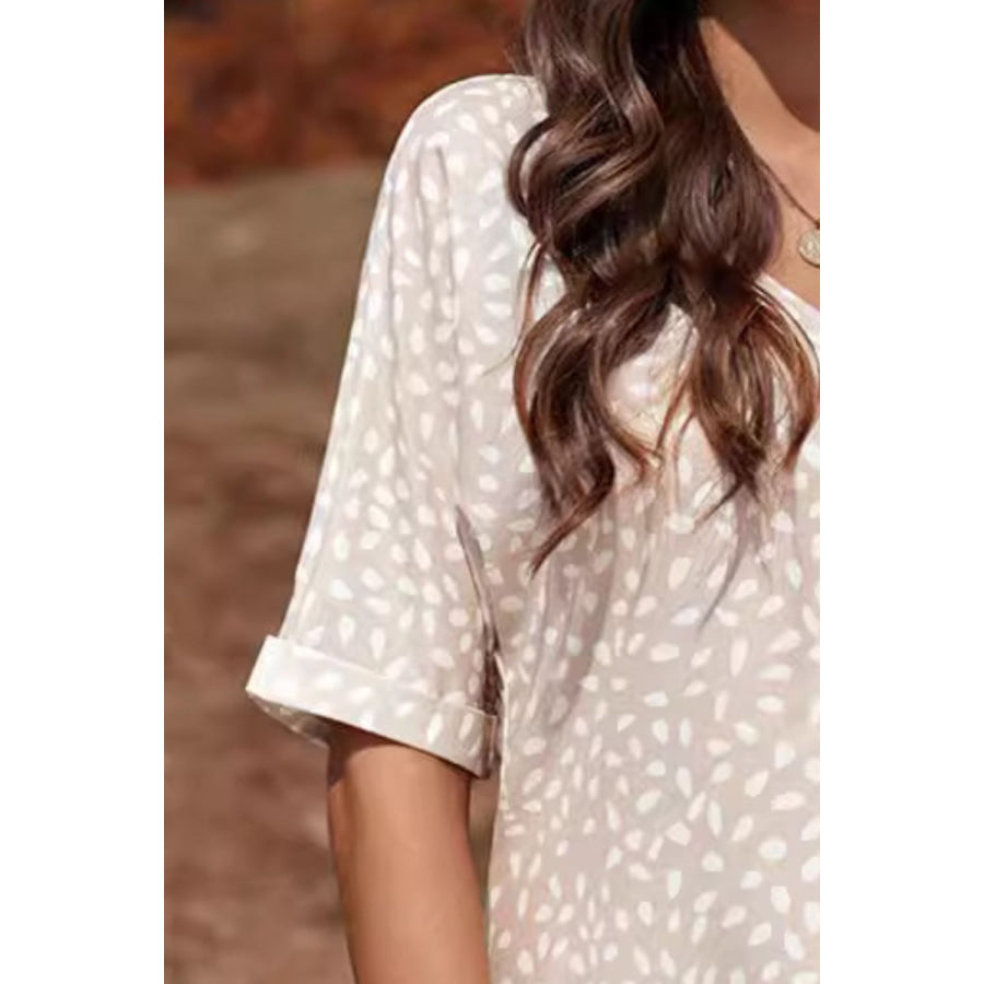 Printed V-Neck Half Sleeve Blouse Apparel and Accessories