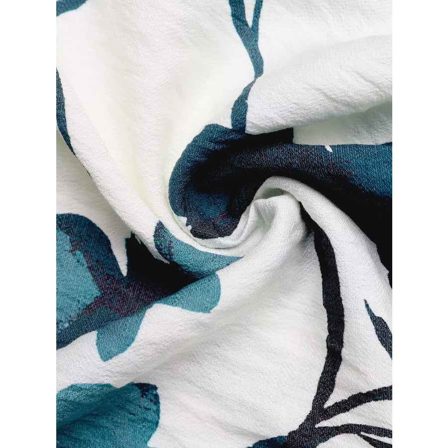 Printed V-Neck Long Sleeve Blouse Apparel and Accessories