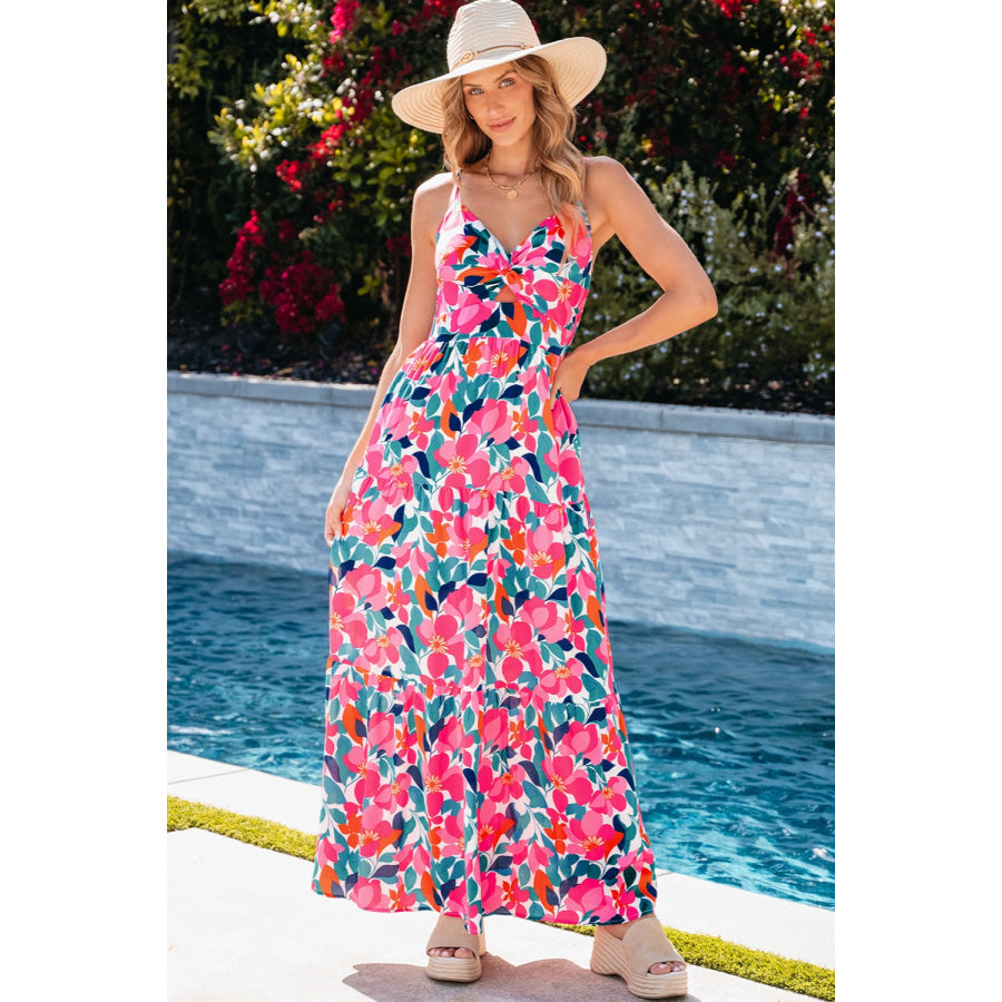 Printed V-Neck Maxi Cami Dress Apparel and Accessories