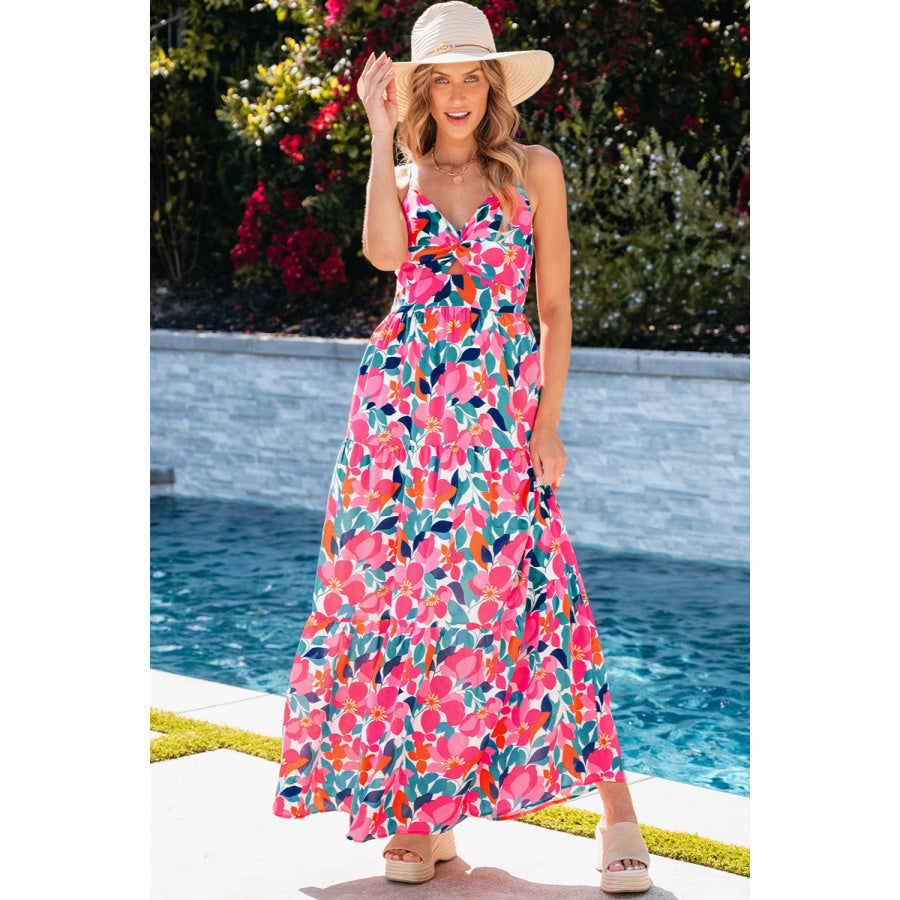 Printed V-Neck Maxi Cami Dress Apparel and Accessories