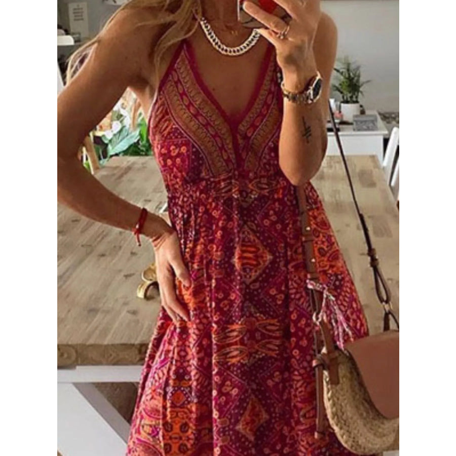 Printed V-Neck Maxi Dress Apparel and Accessories