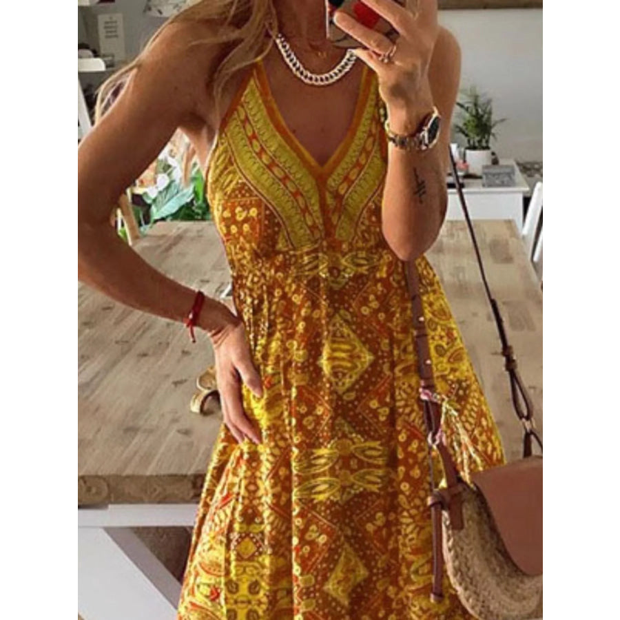 Printed V-Neck Maxi Dress Apparel and Accessories