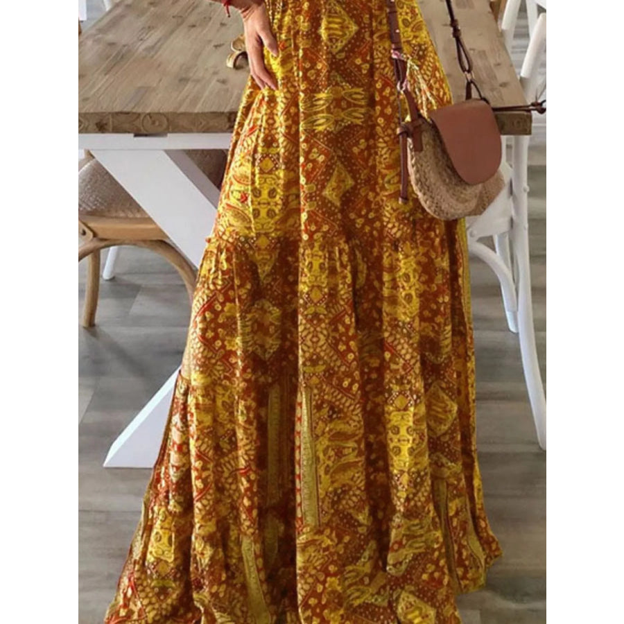 Printed V-Neck Maxi Dress Apparel and Accessories