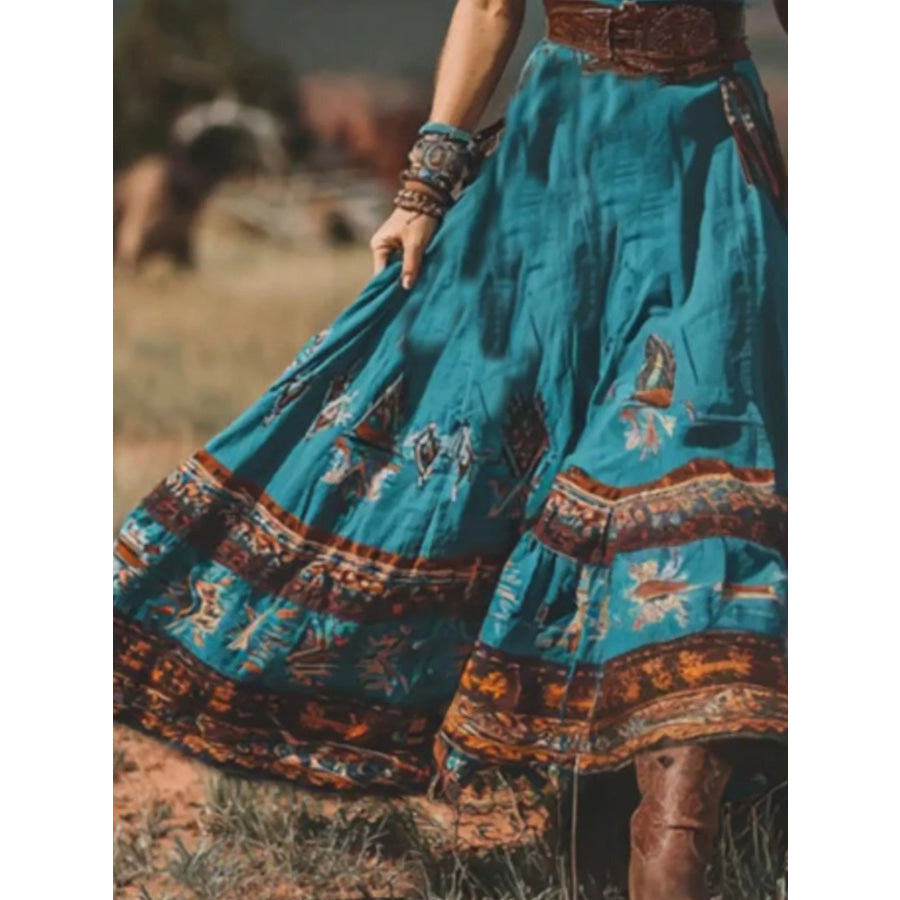 Printed V-Neck Short Sleeve Dress Apparel and Accessories