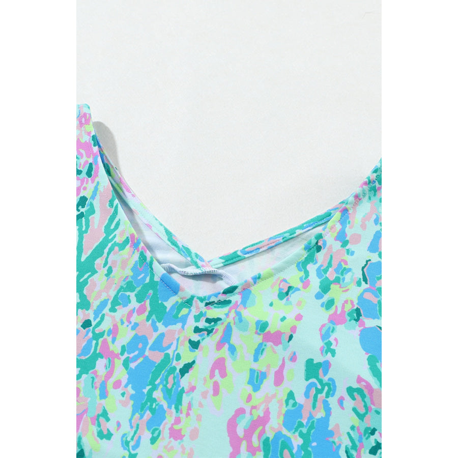 Printed V - Neck Short Sleeve T - Shirt Apparel and Accessories