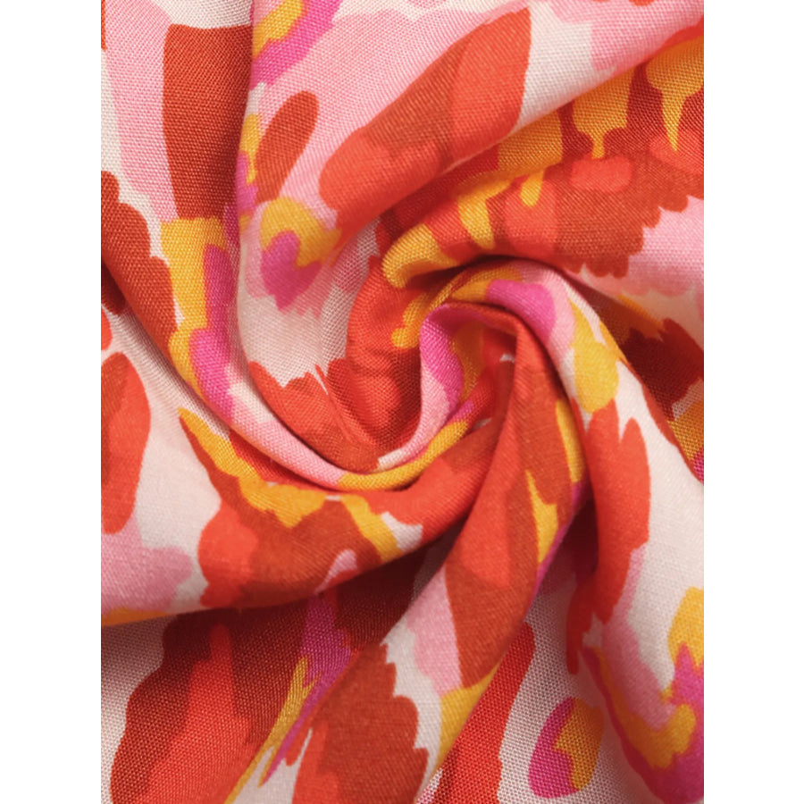 Printed V-Neck Sleeveless Smocked Maxi Dress Apparel and Accessories