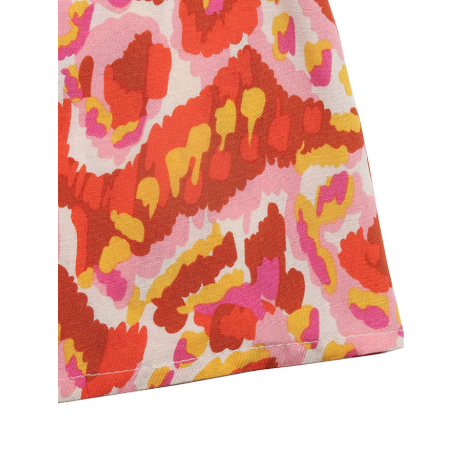 Printed V-Neck Sleeveless Smocked Maxi Dress Apparel and Accessories