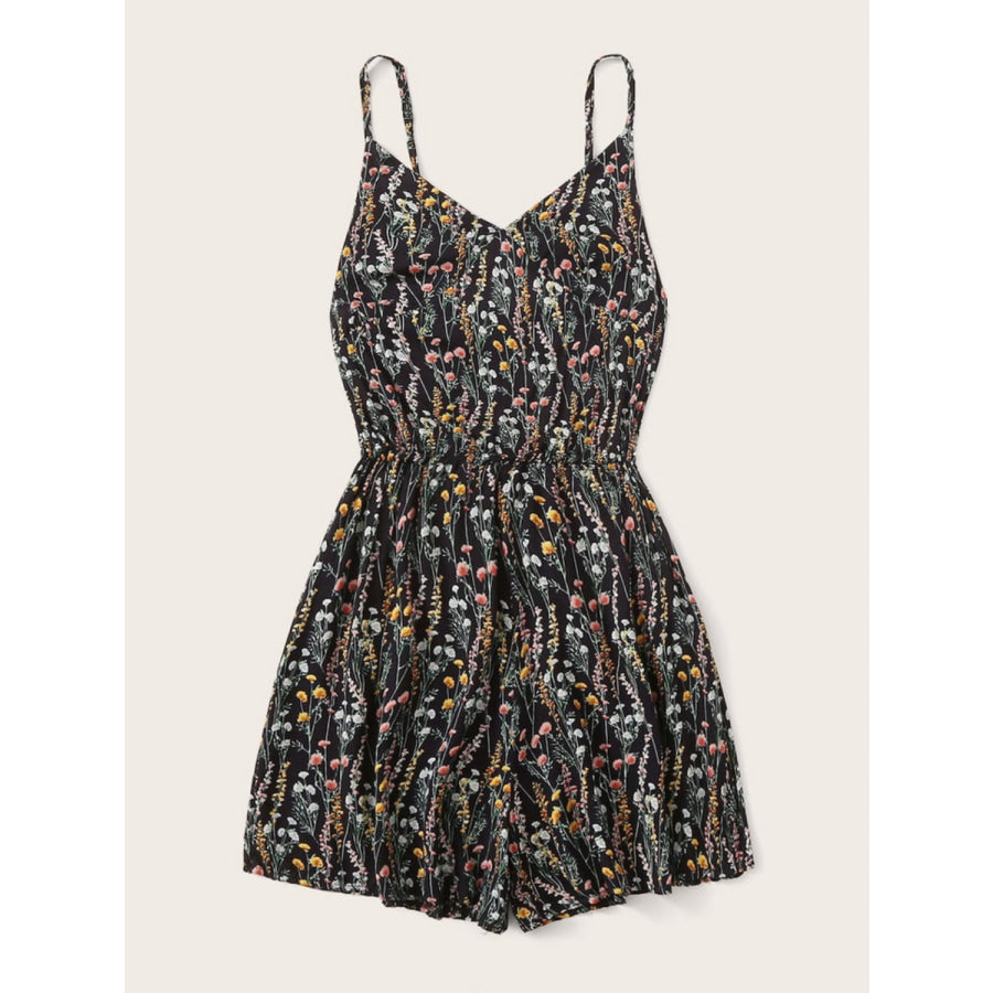 Printed V - Neck Spaghetti Strap Romper Apparel and Accessories