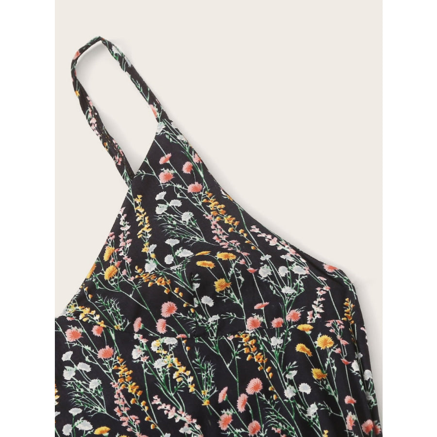 Printed V - Neck Spaghetti Strap Romper Apparel and Accessories