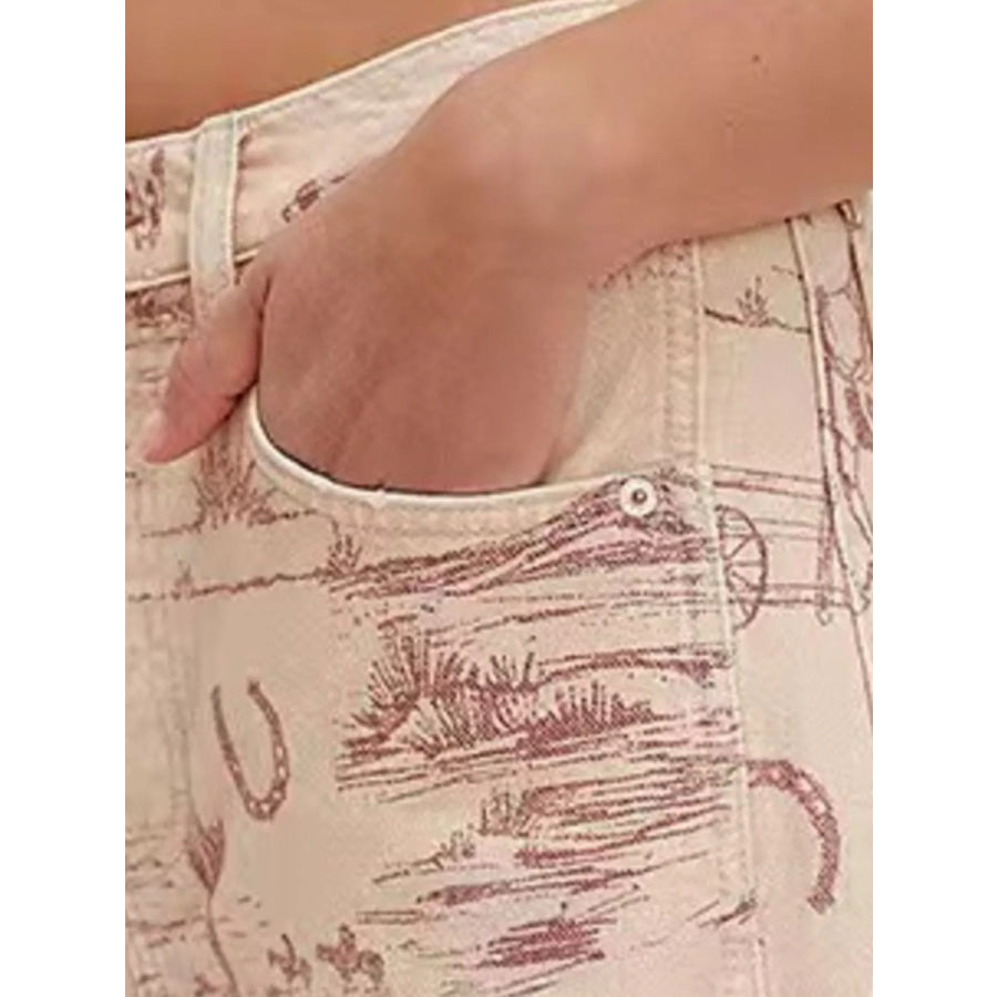 Printed Wide-Leg Jeans Apparel and Accessories