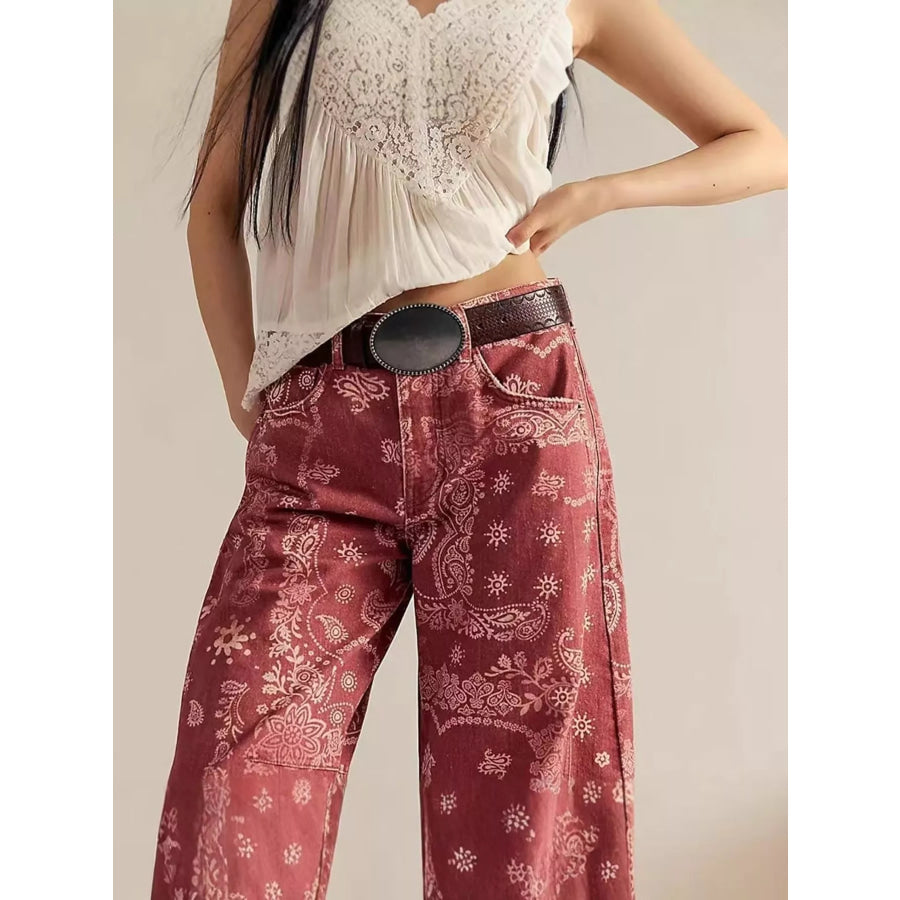 Printed Wide-Leg Jeans Apparel and Accessories